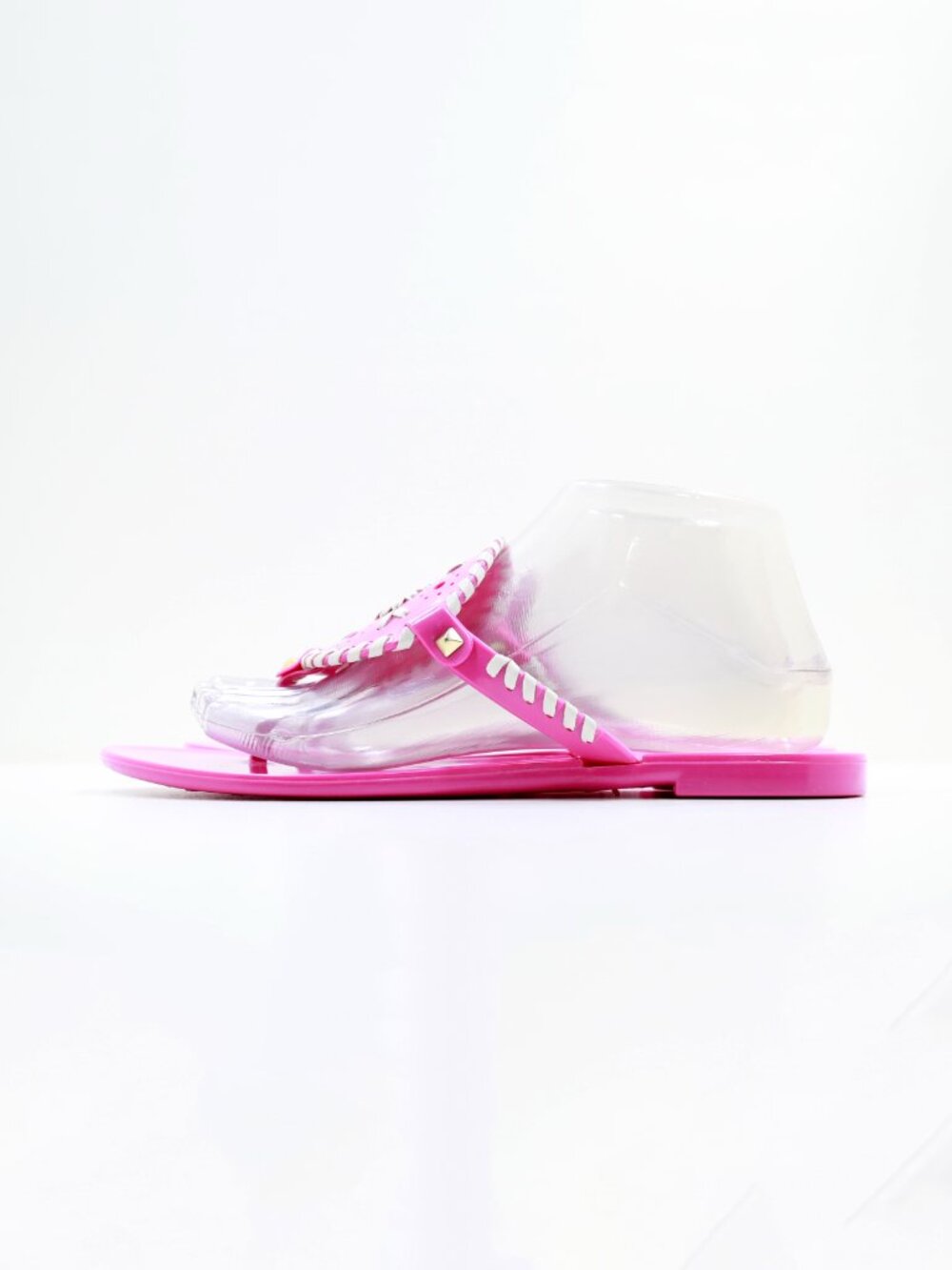 Jack Rogers Georgica Pink & White Jelly Lightweight Flat Thong Sandals - 8